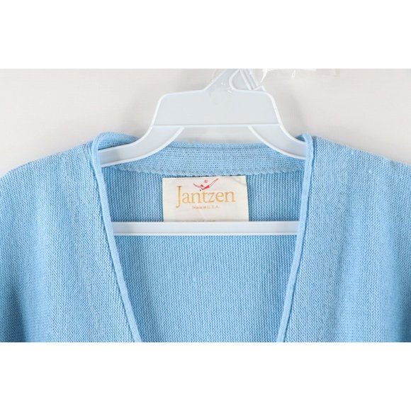 Vtg 70s Rockabilly Mens M Kurt Cobain Knit Cardigan Sweater Carolina Blue USA - Picture 4 of 7